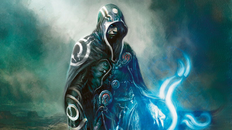 hooded mage with blue energy