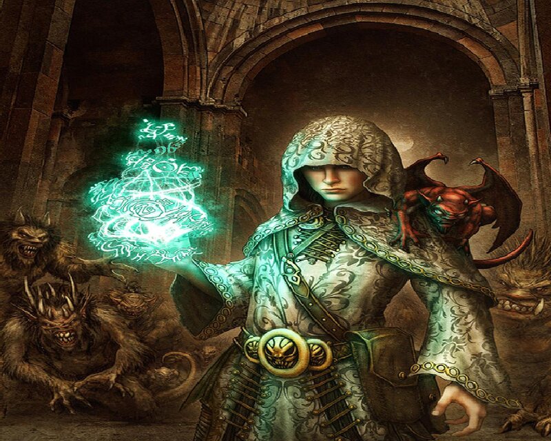 Hooded Mage with Demons