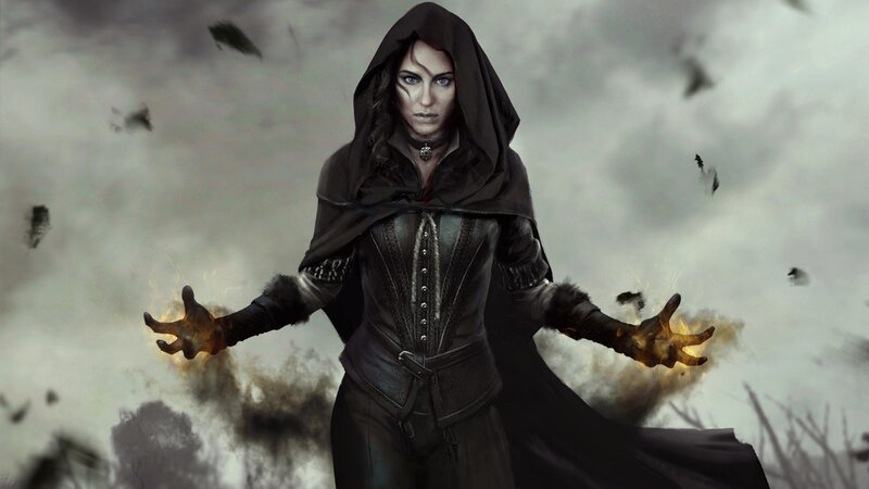 hooded mage with fire magic