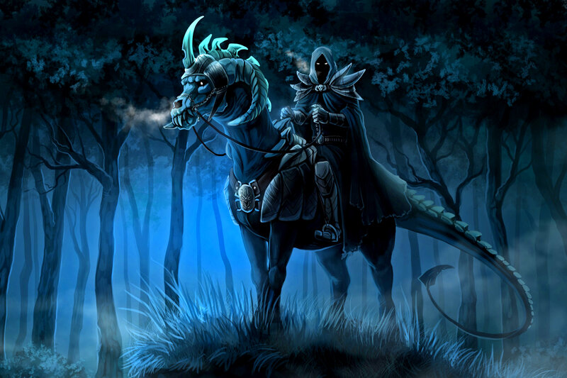 Hooded Rider on Armored Horse