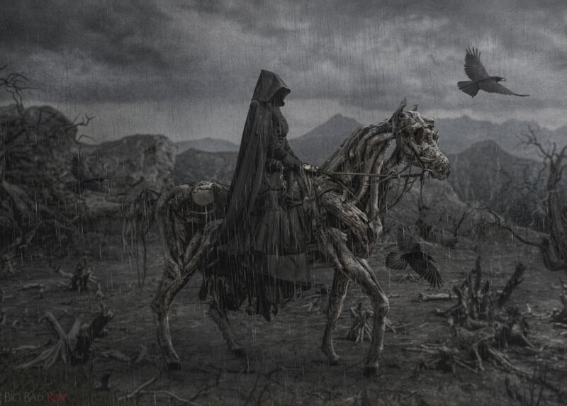 Hooded Rider on Skeletal Horse