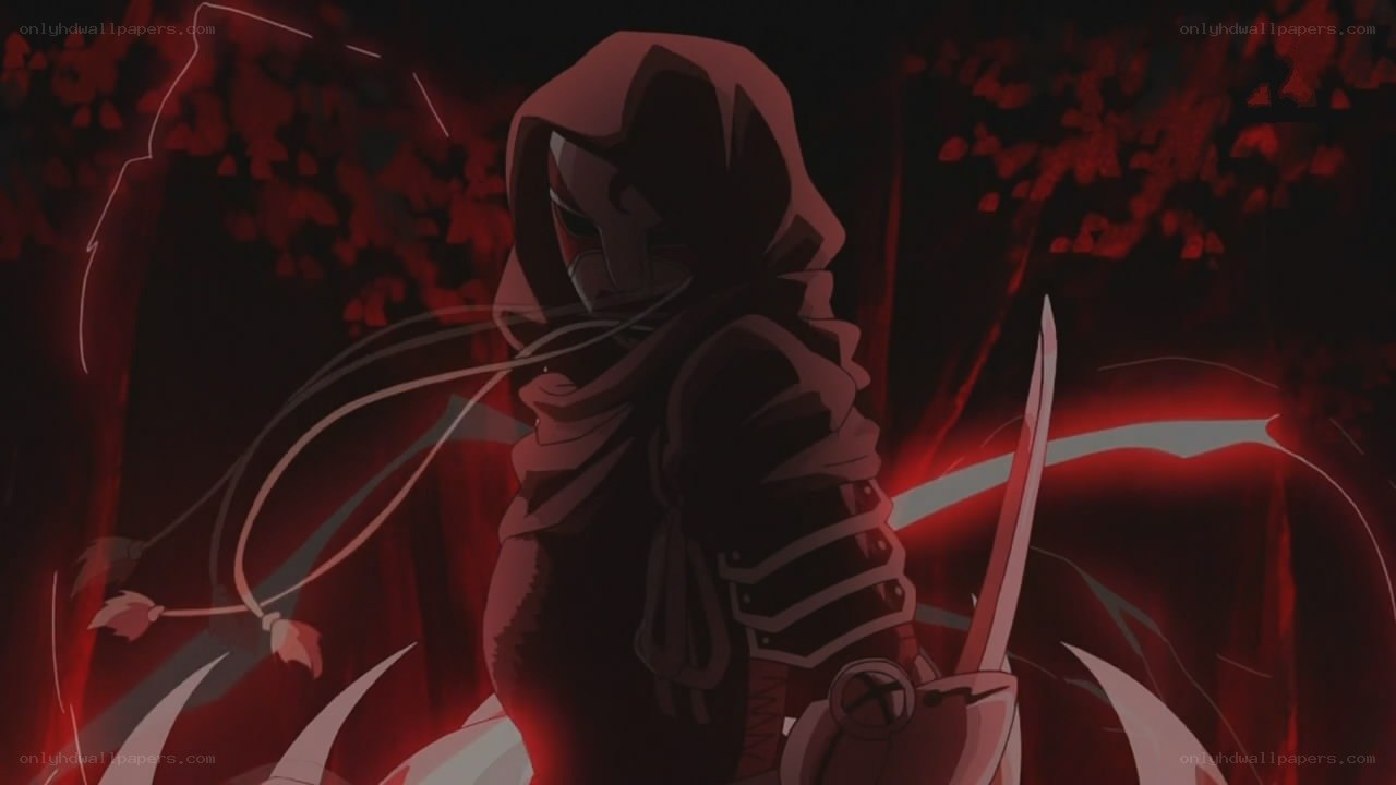 hooded warrior in red light