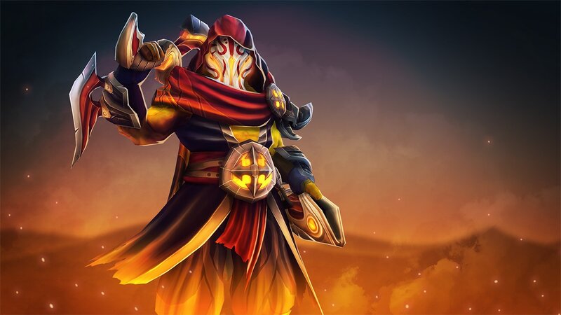 Hooded Warrior with Blades — Orange