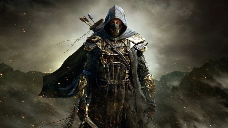 Hooded Warrior with Bow — Gray, Dramatic, Digital Art