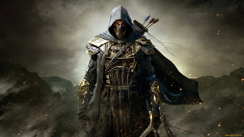 Hooded Warrior with Bow — Gray, Dramatic