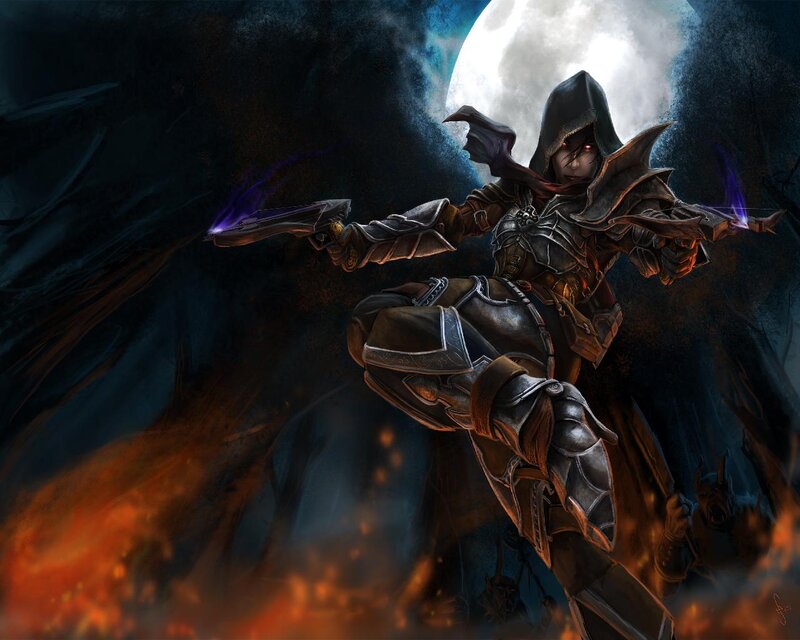 Hooded Warrior with Daggers — Black