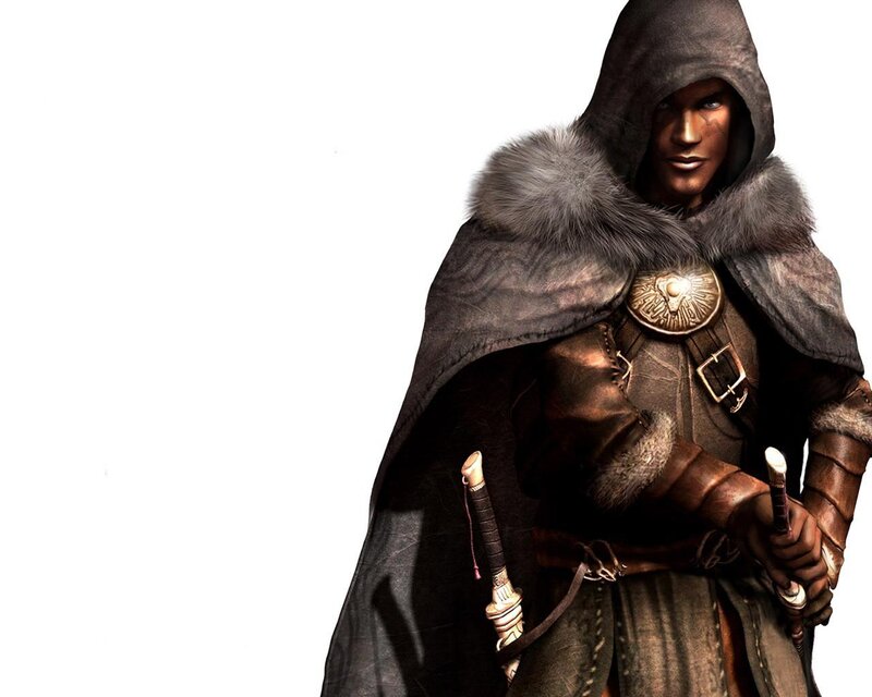 hooded warrior with daggers