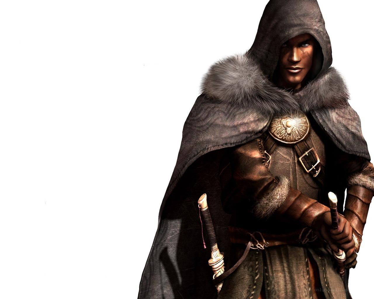 hooded warrior with daggers
