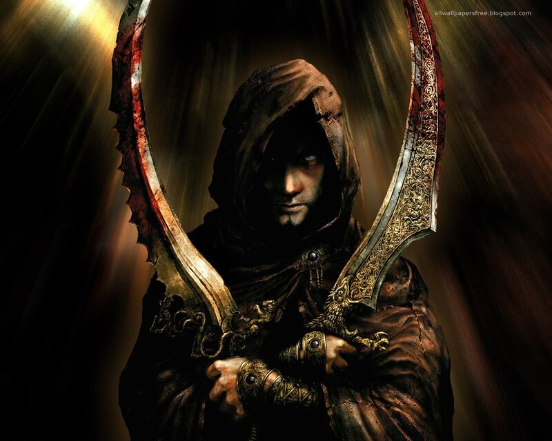 hooded warrior with dual blades