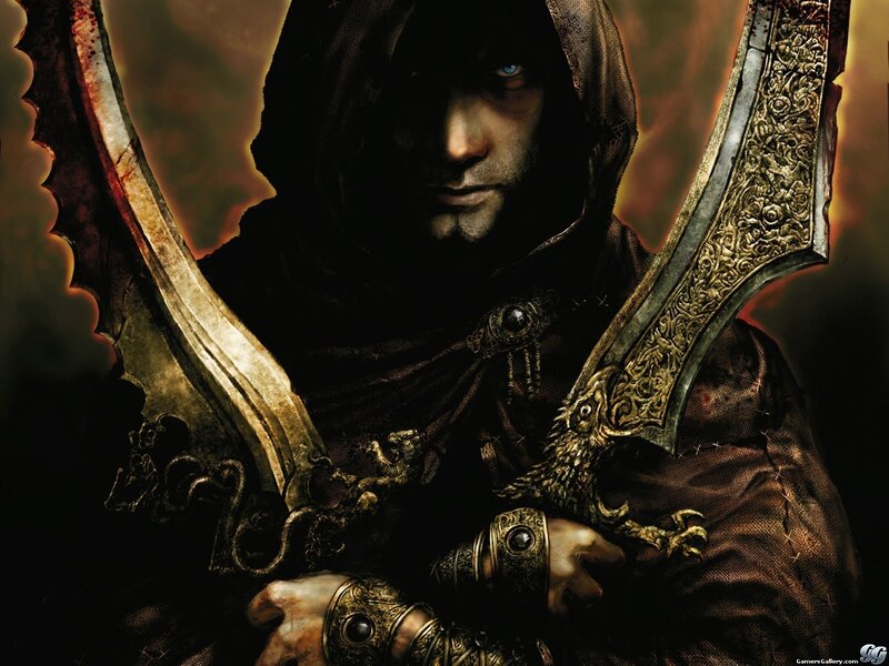 hooded warrior with dual blades