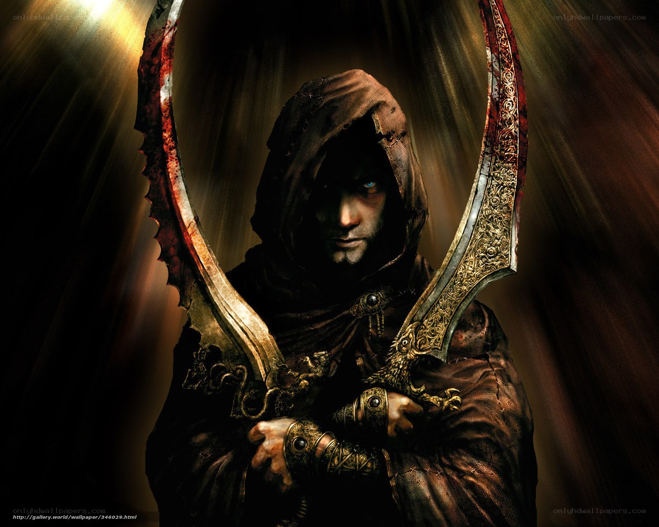 hooded warrior with dual blades