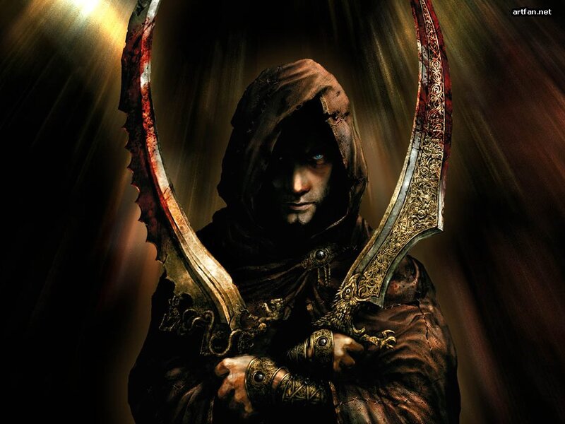 hooded warrior with dual blades