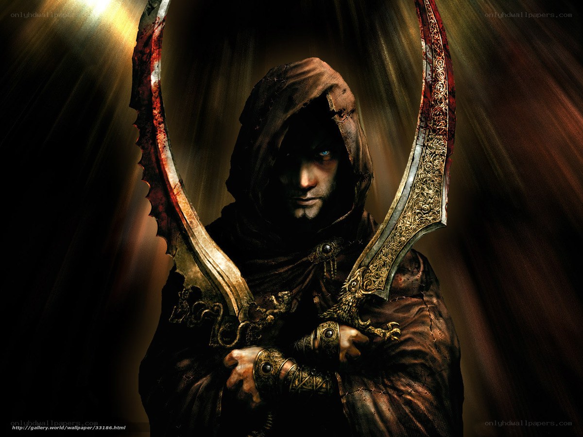 hooded warrior with dual blades