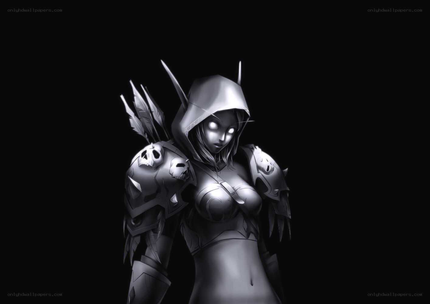 hooded warrior with glowing eyes