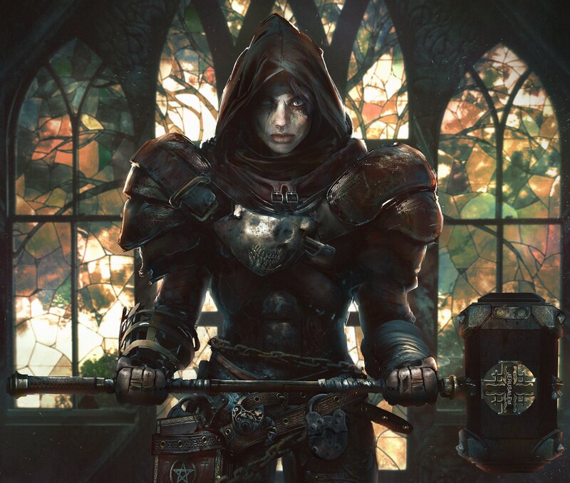 Hooded Warrior with Hammer