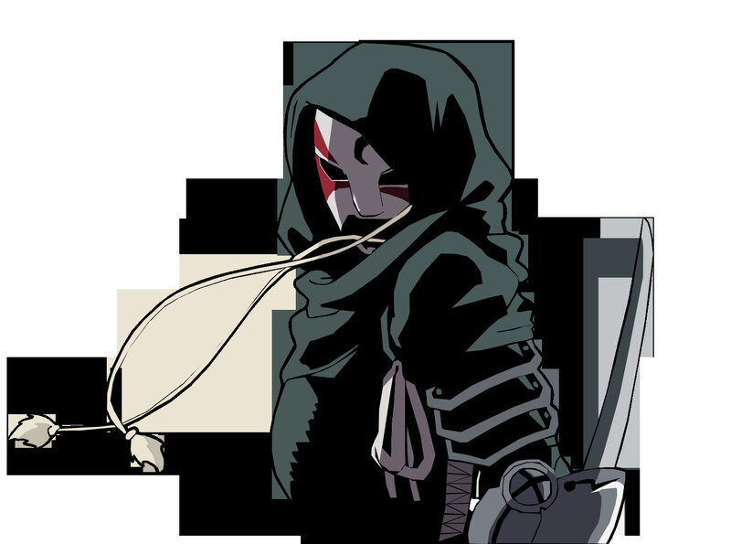 hooded warrior with mask