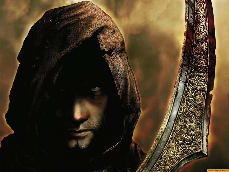 hooded warrior with ornate blade
