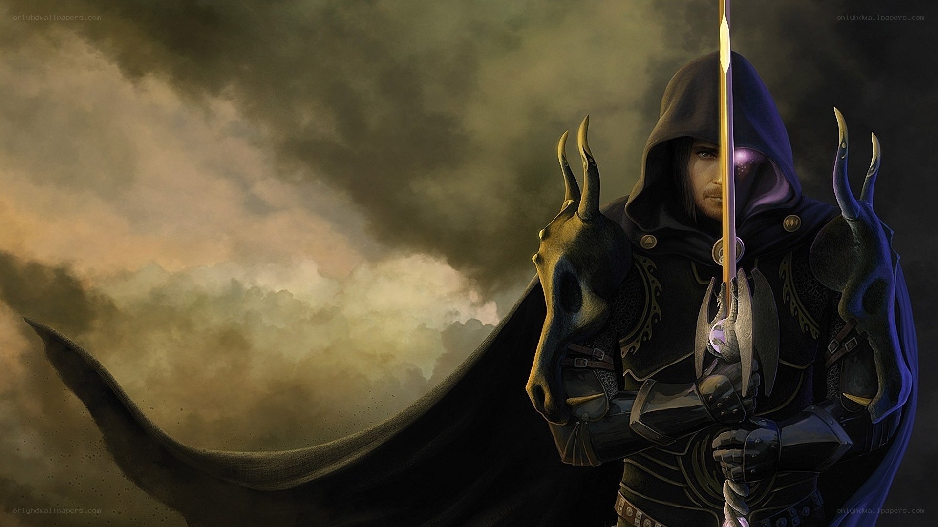hooded warrior with sword