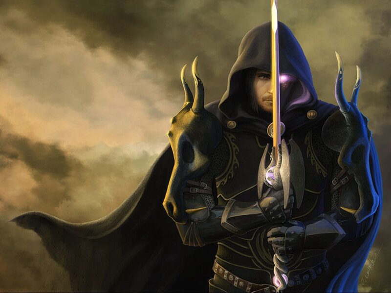 hooded warrior with sword