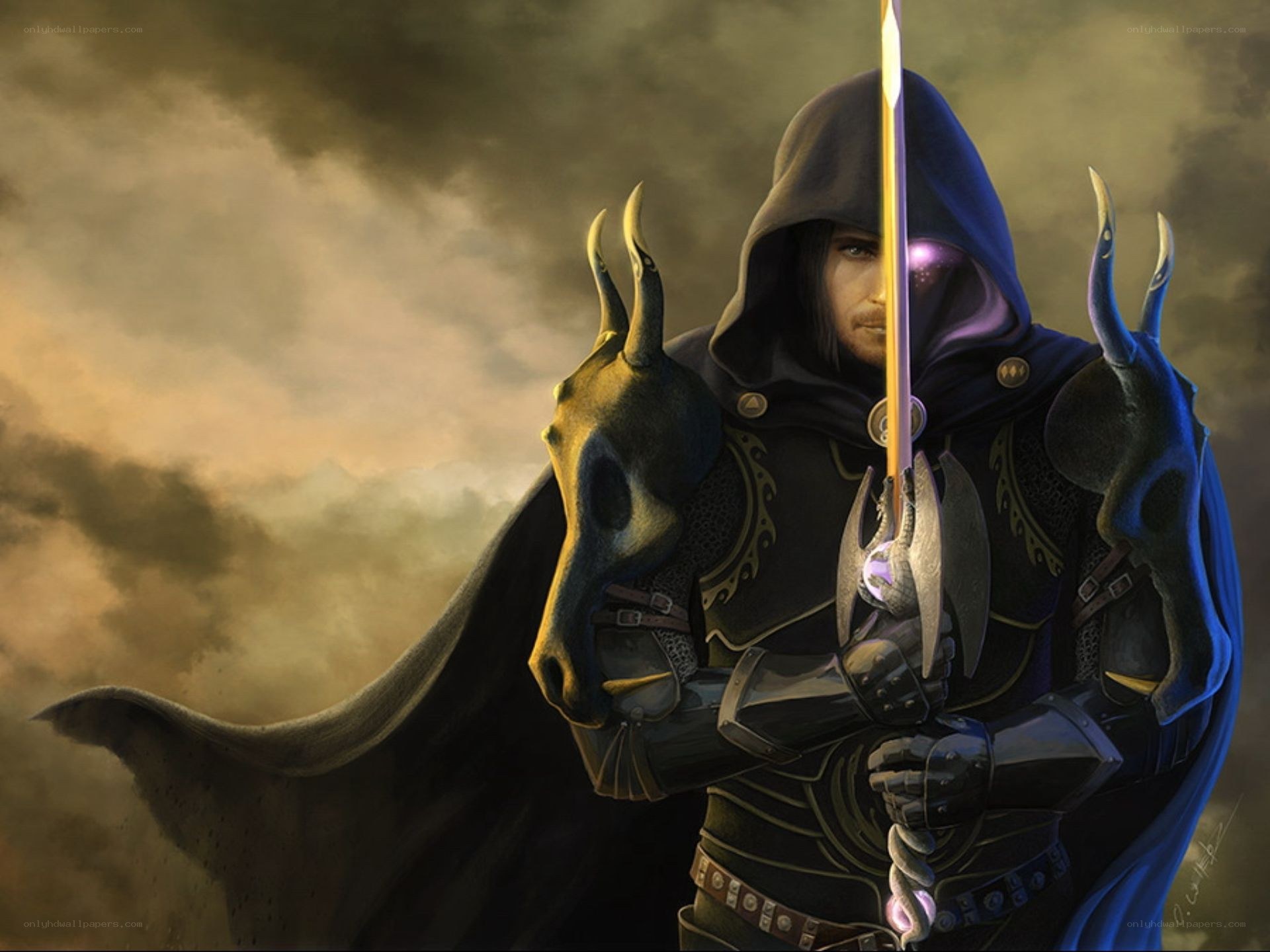 hooded warrior with sword