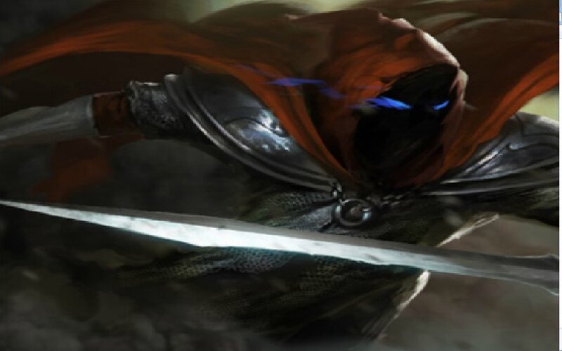 Hooded Warrior with Sword — Red