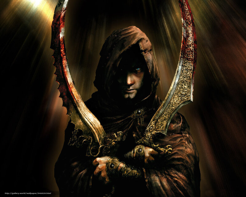 Hooded Warrior with Swords — Brown, Dramatic