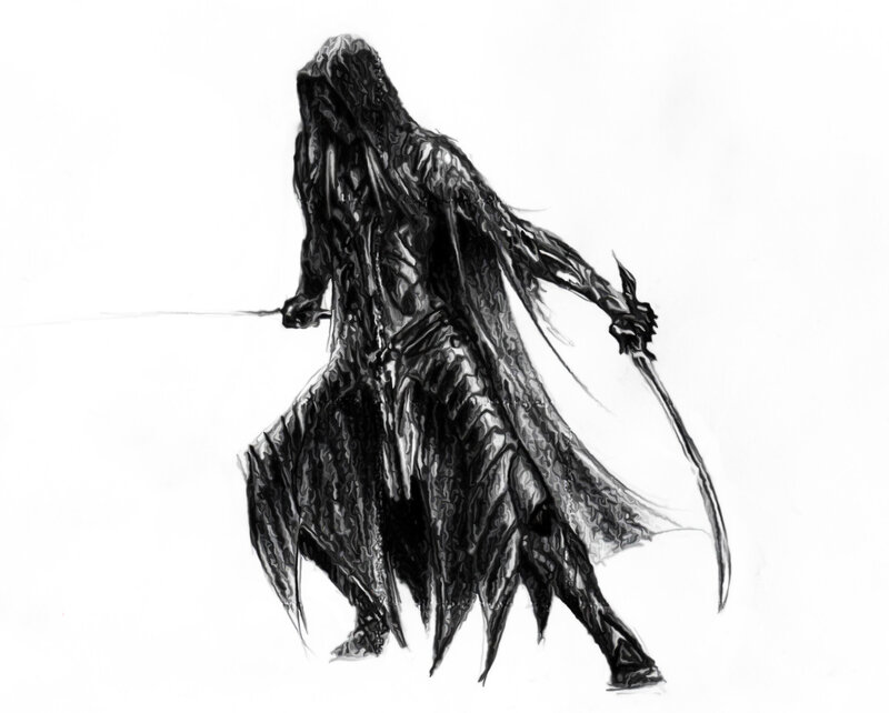 hooded warrior with swords
