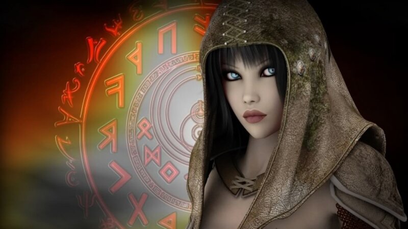 Hooded Woman with Blue Eyes