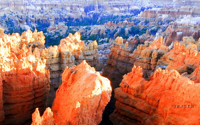 Hoodoos in Canyon — Orange, Dramatic, Sunset, Photograph