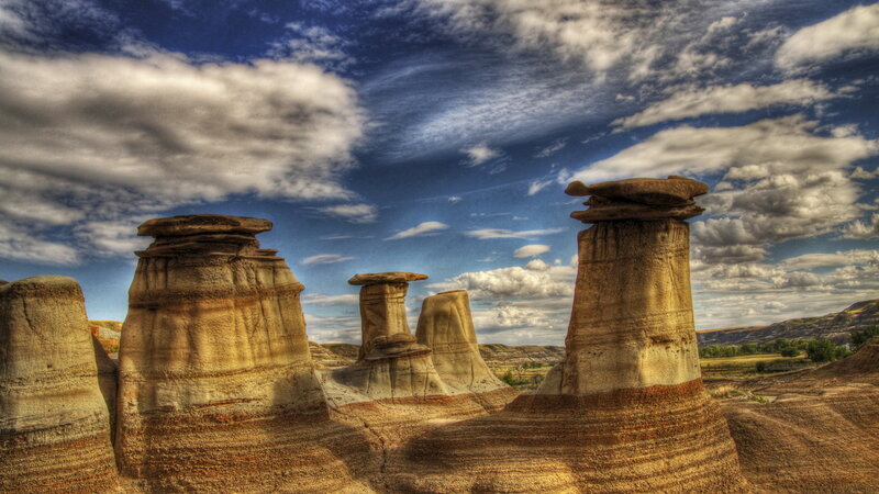 Hoodoos in Desert Landscape