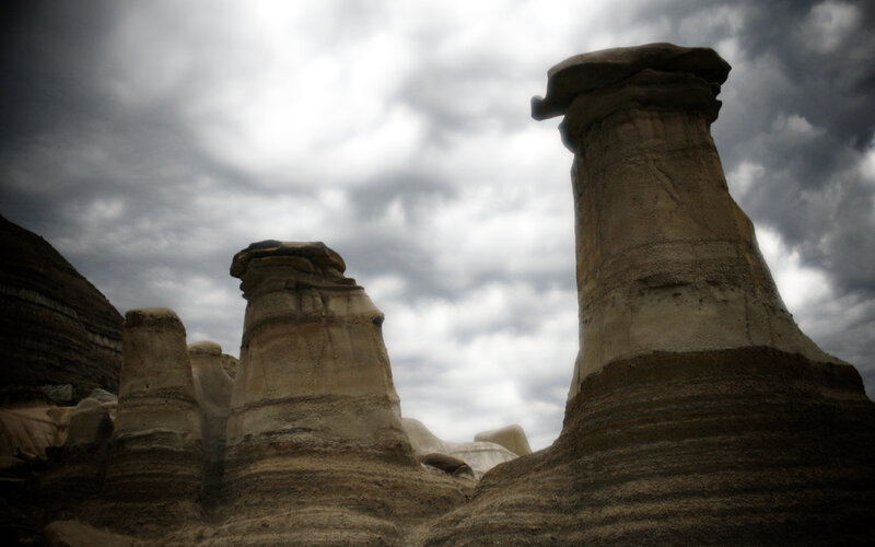 Hoodoos under Cloudy Sky