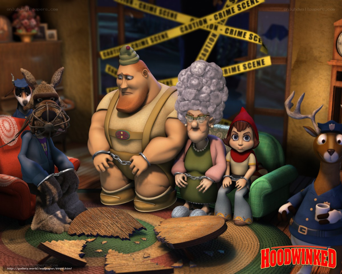 Hoodwinked characters in crime scene