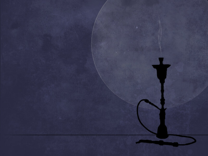 Hookah silhouette against moon