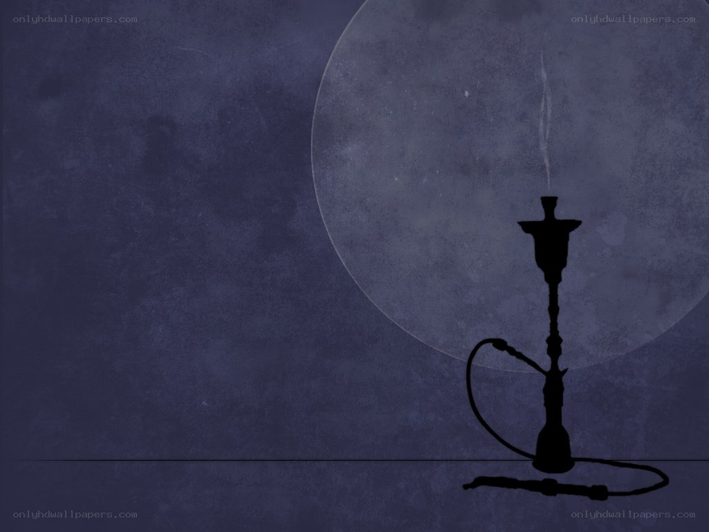 Hookah silhouette against moon