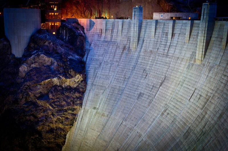 Hoover Dam at Night — Gray