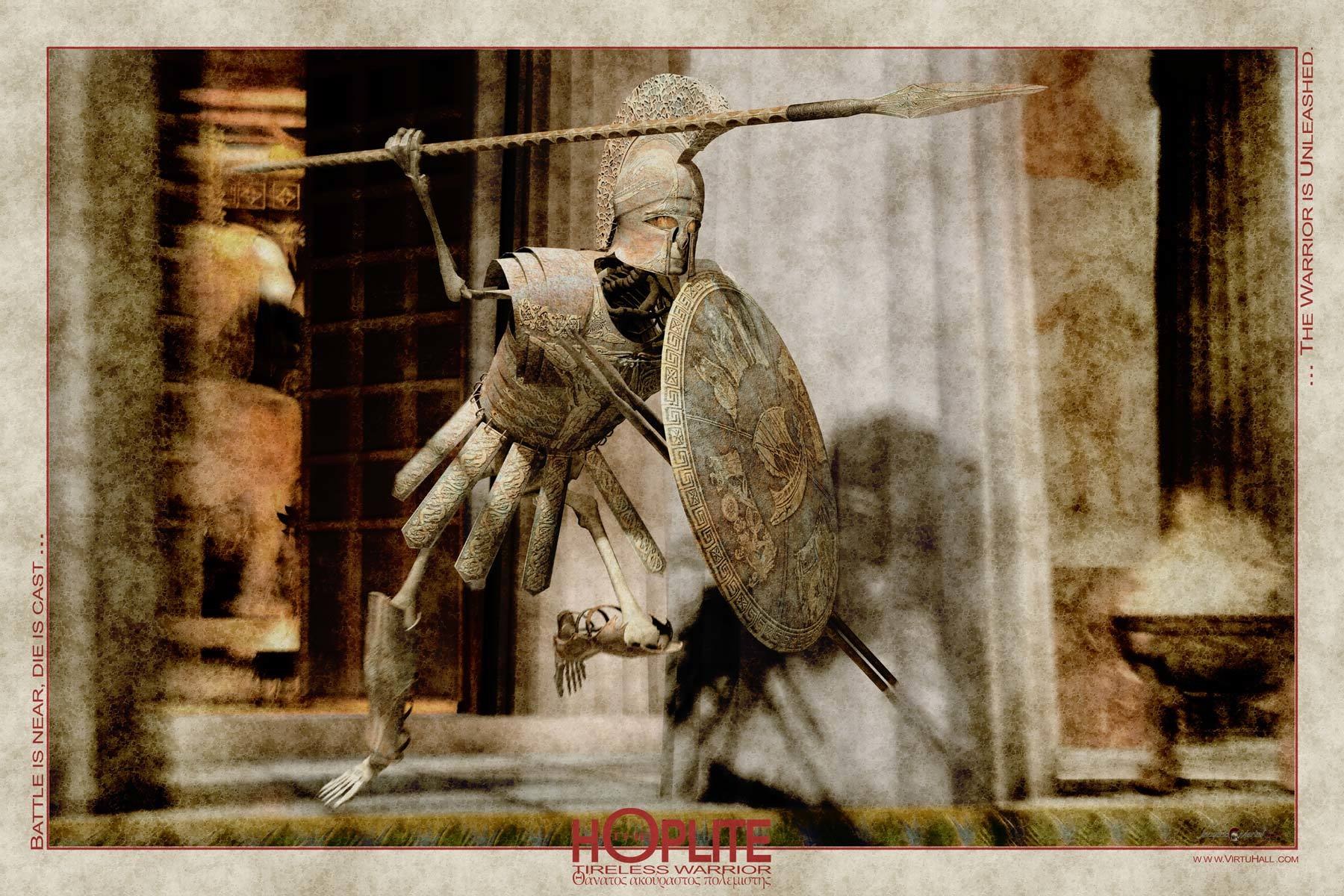 Hoplite warrior in battle