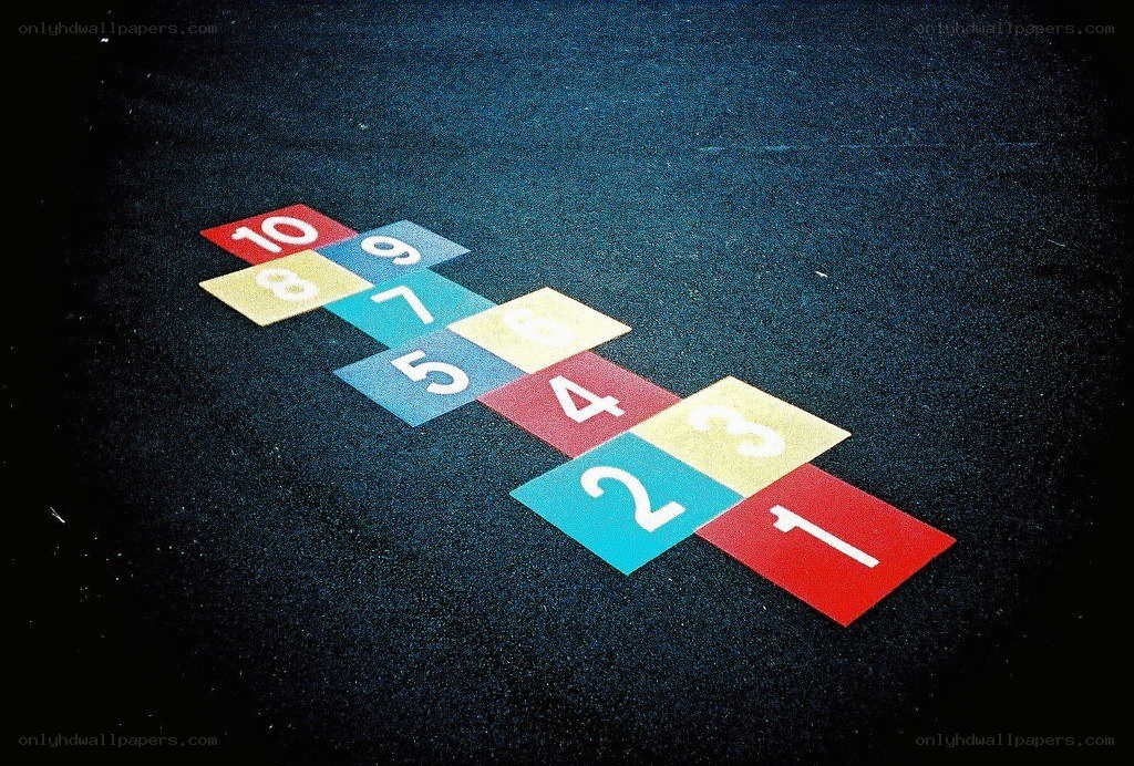 Hopscotch grid on pavement