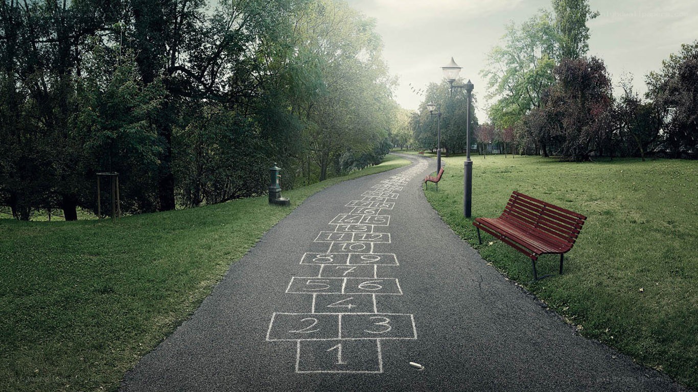 Hopscotch path in park
