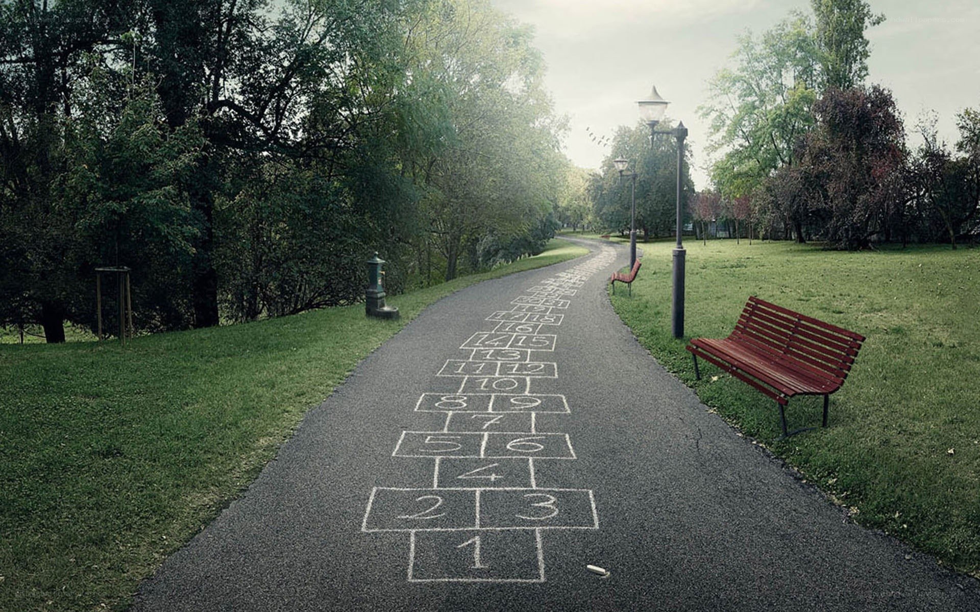 Hopscotch path in park