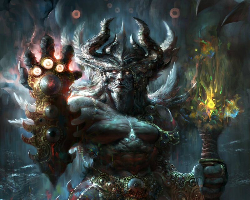 Horned Demon Warrior — Dark Gray