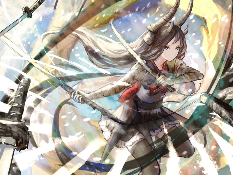 Horned Girl with Swords