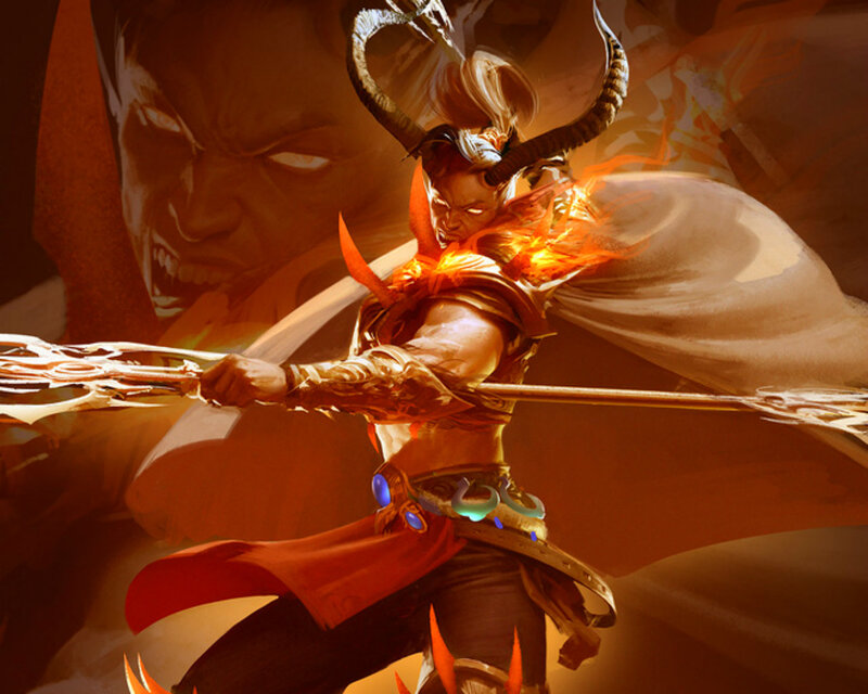 Horned Warrior with Spear — Orange