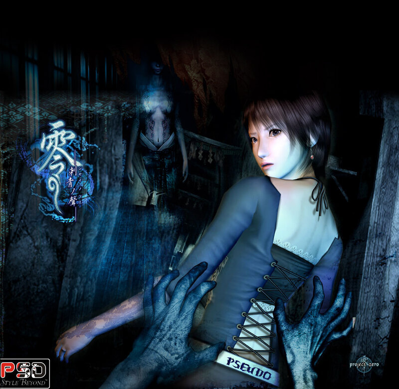 Horror game character with ghost