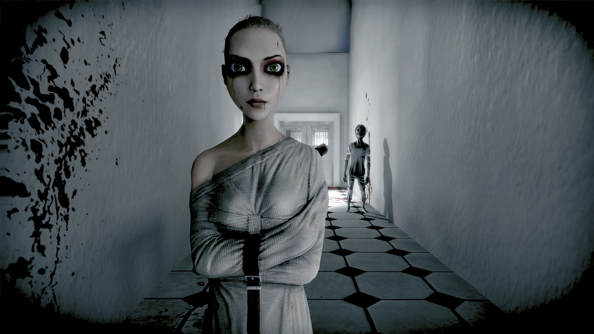horror game scene with figures