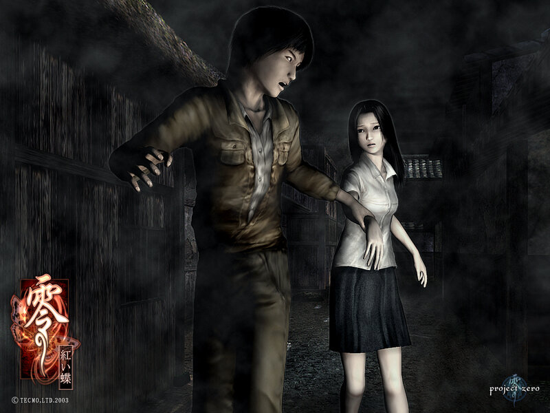 Horror game scene with two characters