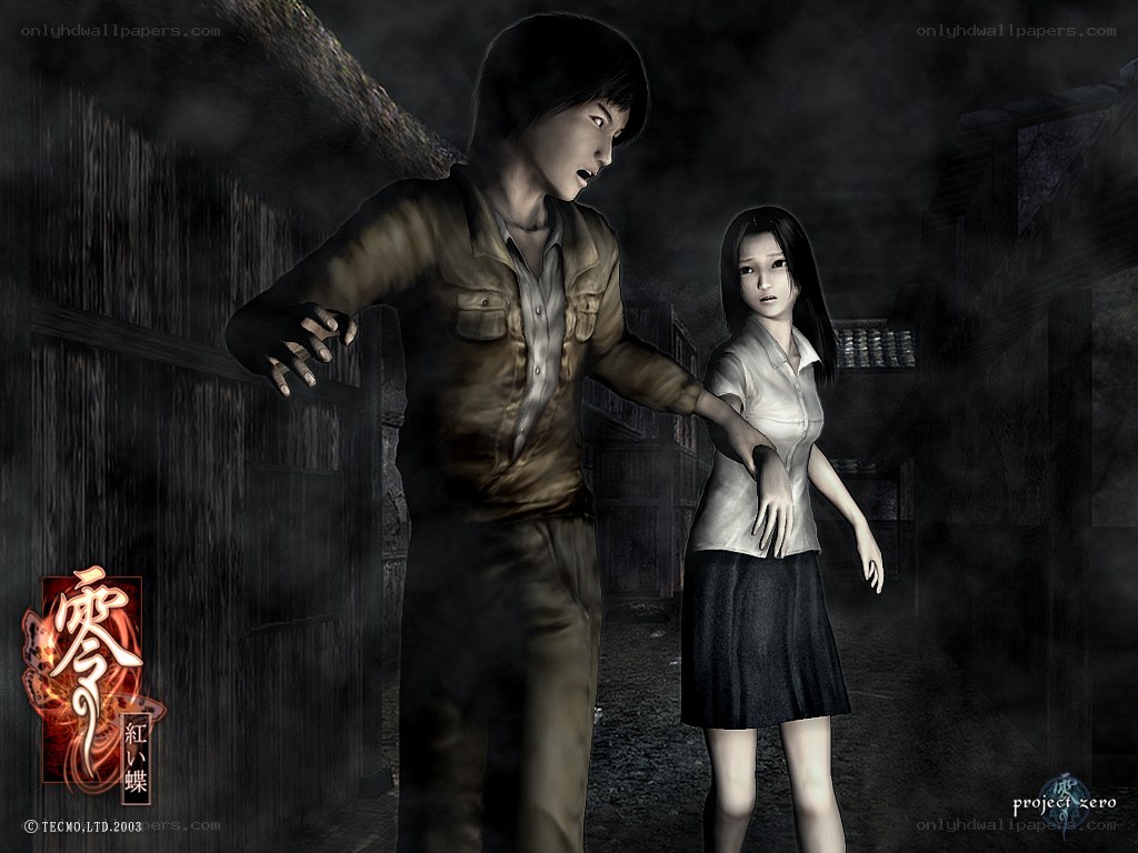 Horror game scene with two characters