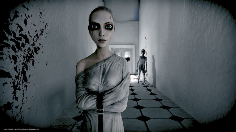 Horror hallway with figures
