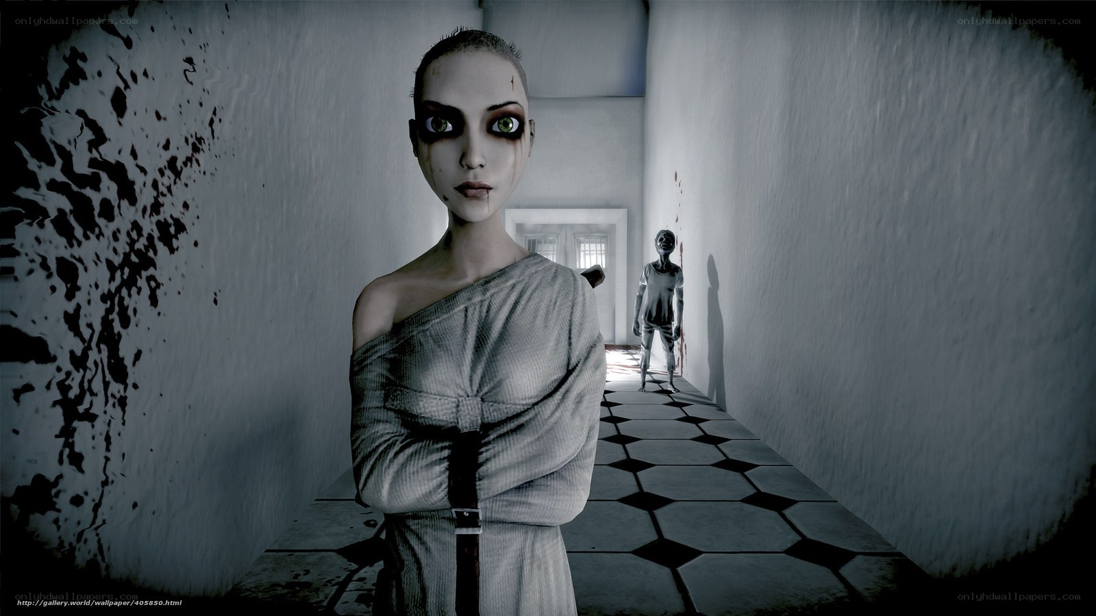 Horror hallway with figures