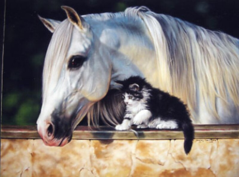 horse and kitten painting