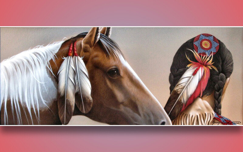 Horse and Native American Woman